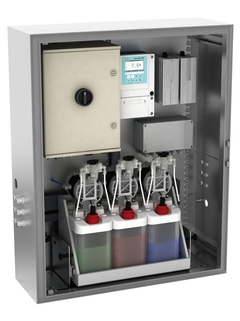 System für die automatische pH-Messung, Reinigung und Kalibrierung.