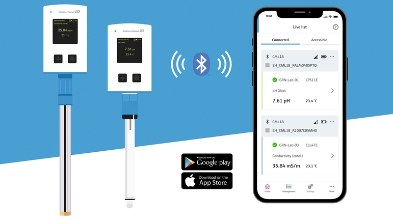 Mit Memobase Pro können Sie Ihr Smartphone mit zwei Liquiline Mobile Geräten gleichzeitig verbinden.